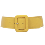 amazon fashion beltiscool wide high waist rectangular stitch edged yellow leather belt