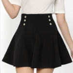 shein dual button front flare skirt