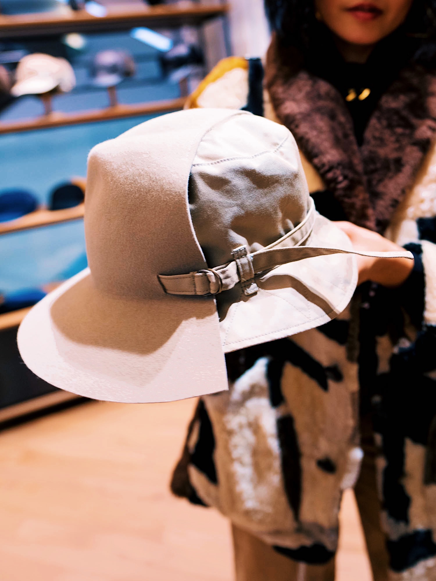 nanphanita that hat girl is wearing asymmetrical safari bucket hat at kijima takayuki shibuya parco