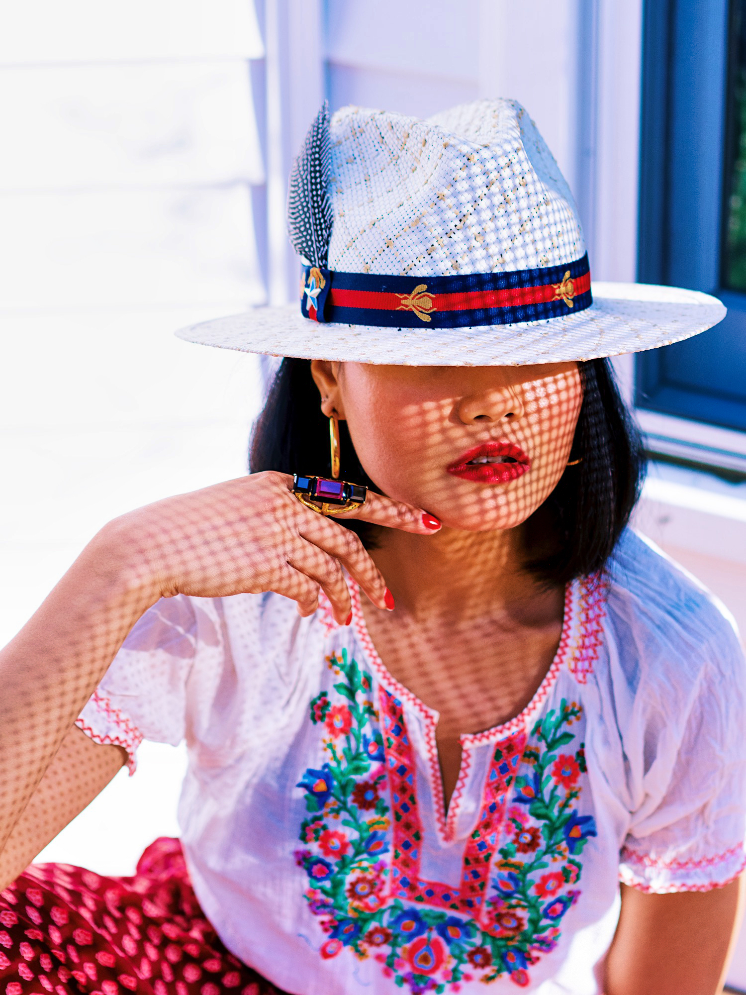 close up straw fedora hat by exclusive collaboration of cha chas house and giovannio