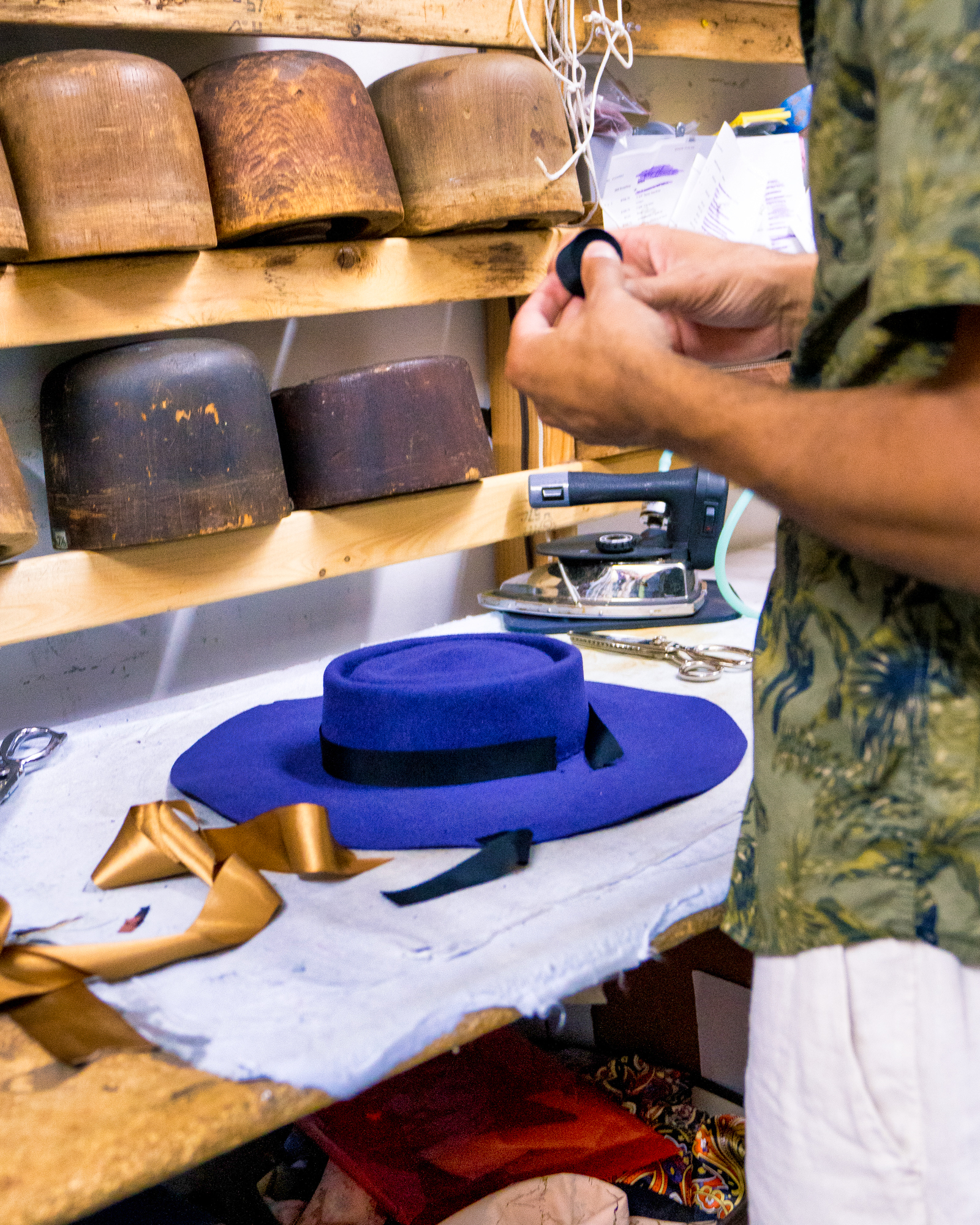 pork pie hat in navy blue color made by brandon franklin at bm franklin co