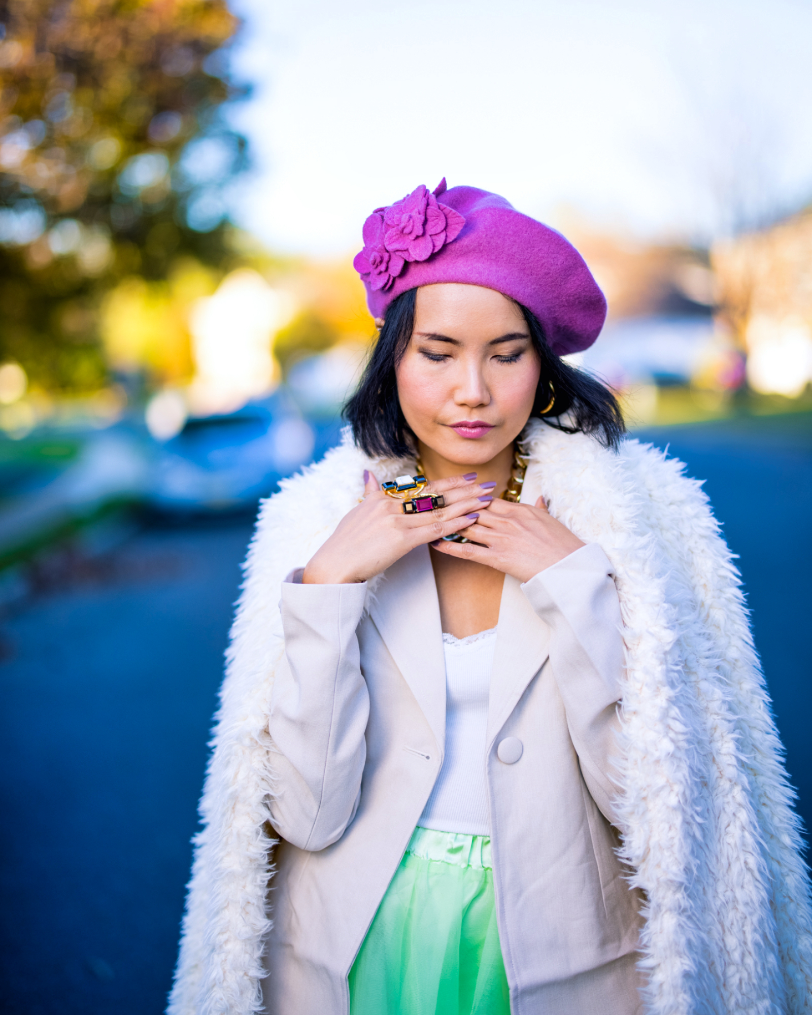 nanphanita is wearing a must have cold accessory beret from san diego hat company